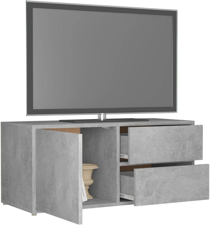 homiuse TV Board Betongrau 80x34x36 cm Holzwerkstoff Fernsehschrank Fernsehtisch TV Lowboard TV Komm
