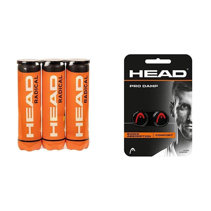 Head Radical Tennisball (3 x 4 Stück) Bundle mit Dämpfer, Bundle mit Dämpfer