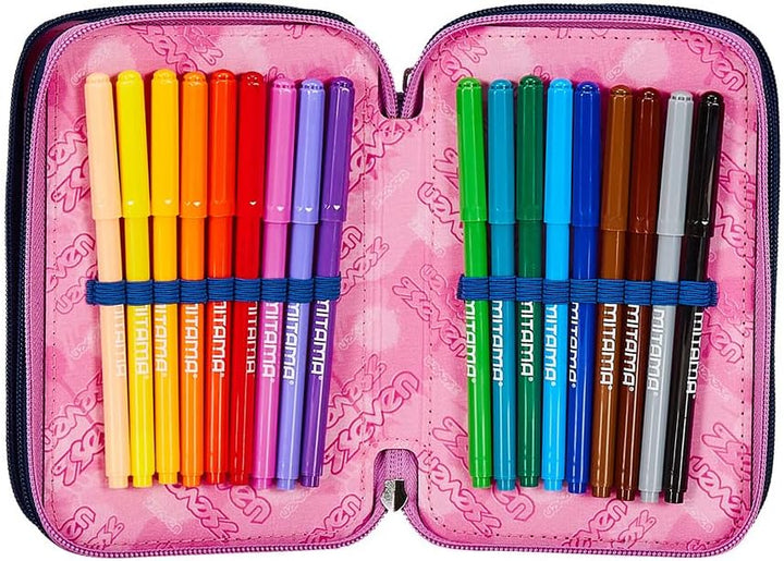 Seven Federmäppchen, Mäppchen, Mehrfarbig, Federtasche für Schreibwaren, Etui komplett mit Bleistift