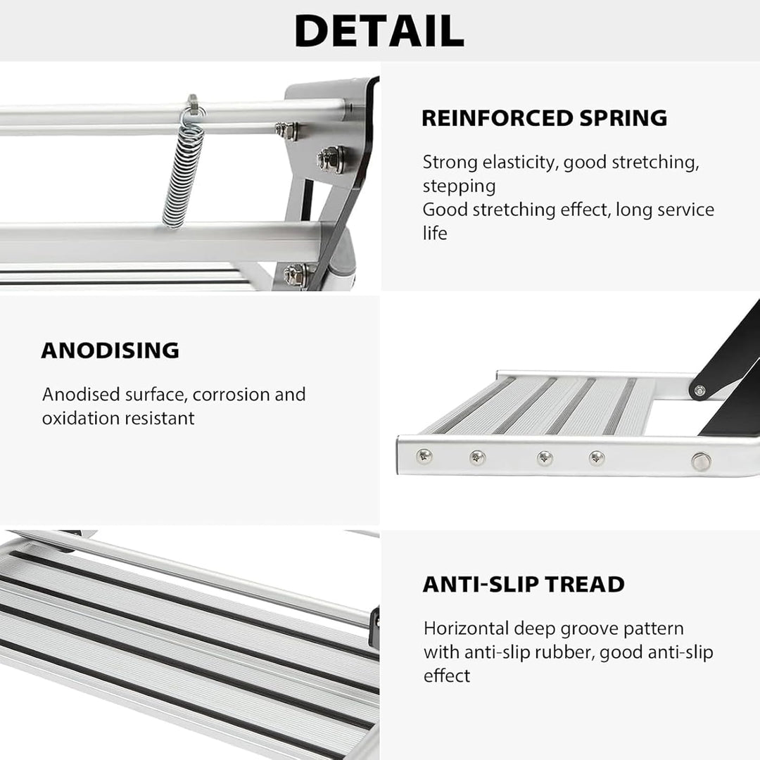 Manuelle Wohnmobil Treppe, Alu Einzelschicht Wohnmobiltrittstufen mit Anti-Slip-Streifen, Wohnwagen