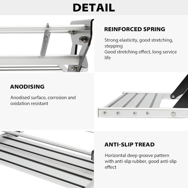 Manuelle Wohnmobil Treppe, Alu Einzelschicht Wohnmobiltrittstufen mit Anti-Slip-Streifen, Wohnwagen