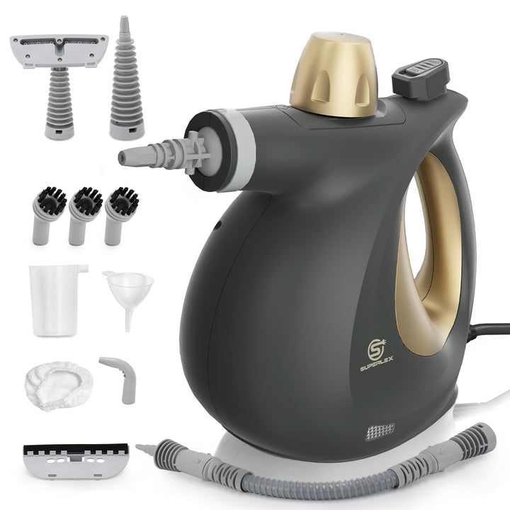 SUPERLEX Dampfreiniger Handgerät 1050W Handdampfreiniger mit 350ML Wassertank 180° Drehbare Düse Hoc