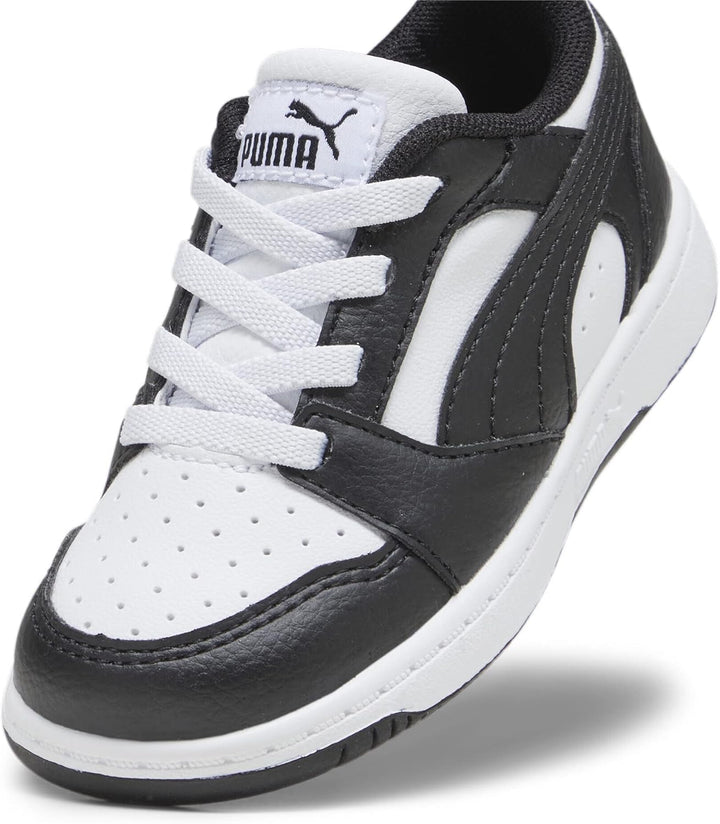 PUMA Unisex Kinder Rebound V6 Lo Jr Sneaker 35.5 EU Puma White Puma Black, 35.5 EU Puma White Puma B
