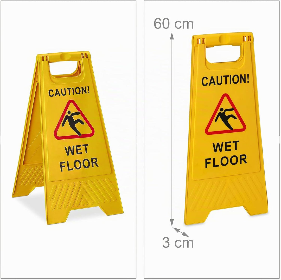 Relaxdays Rutschgefahr Aufsteller, Caution Wet Floor", 2er Set, klappbar, beidseitig beschriftet, Ku