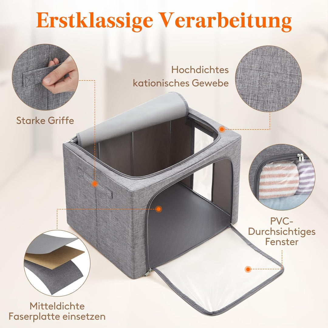 Lifewit 75L Aufbewahrungsbox mit Deckel, Kleidung Aufbewahrung, Faltbare Kleideraufbewahrung mit Met