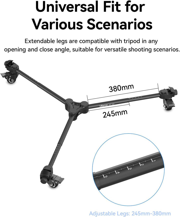 ULANZI AT02 Stativ Dolly, Einstellbare Beinlänge für AT01 Kamera Stative, Max. Belastung 20kg, AT02
