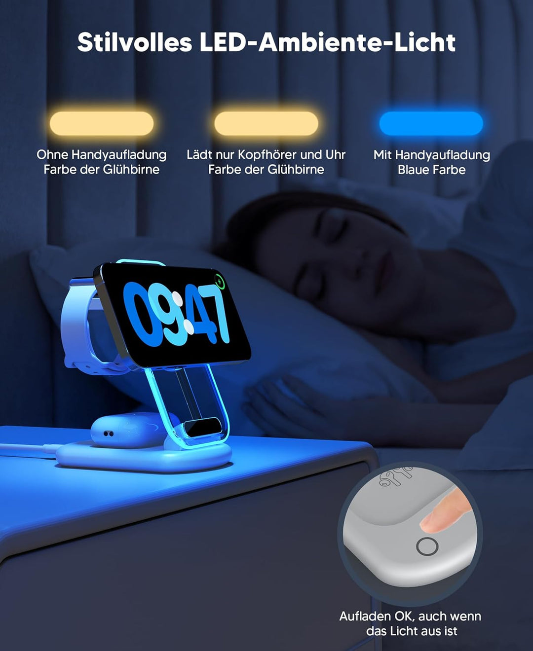 Mukiya Induktive Ladestation Kompatibel mit Ladestation Apple Watch und iPhone, 3 in 1 Magnetisches