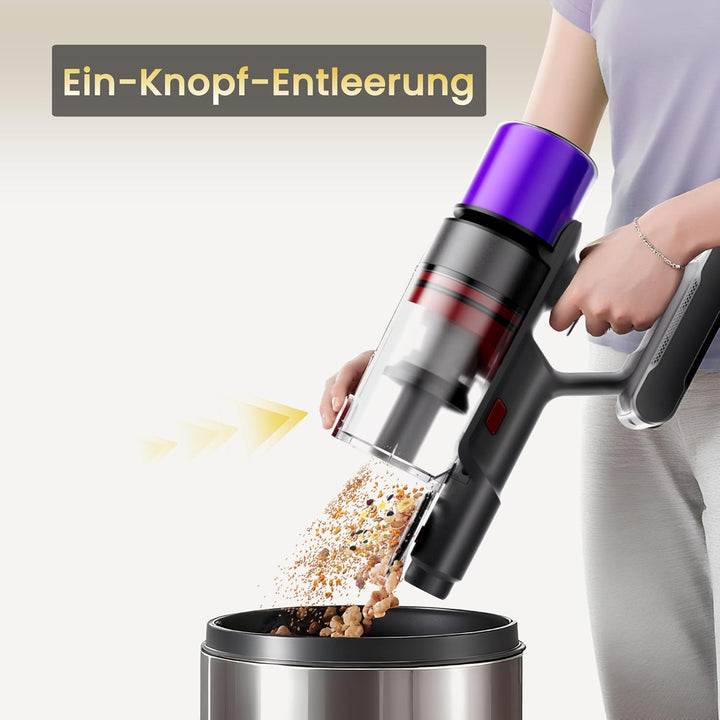 X7 Akku Staubsauger 55Kpa/600W/80Min, Staubsauger Kabellos mit LED Display, Akkustaubsauger Selbstla