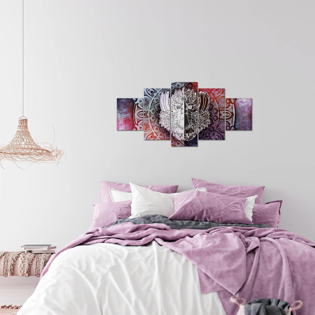 Runa Art Wandbilder Mandala Abstrakt 5 Teilig Bild auf Vlies Leinwand Deko Wohnzimmer Schlafzimmer O