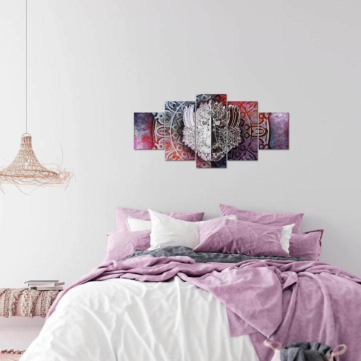 Runa Art Wandbilder Mandala Abstrakt 5 Teilig Bild auf Vlies Leinwand Deko Wohnzimmer Schlafzimmer O