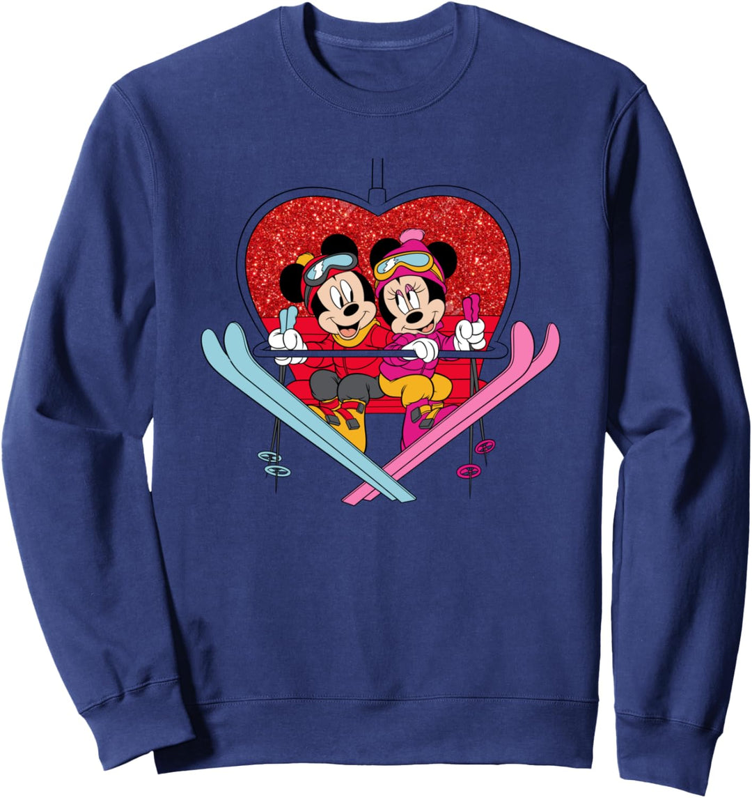 Mickey Mouse Minnie Ski Lift Heart Sweatshirt