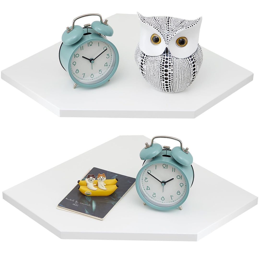 Eckregal Hängend Weiss, 2er-Set Eiche Massivholz Eckregal Wandregal Holz Vintage Landhausstil Regal