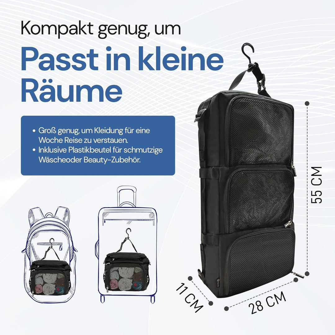 Hängende Packwürfel aus recycelten Plastikflaschen | Travel Organizer für Rucksack | Hanging Packing