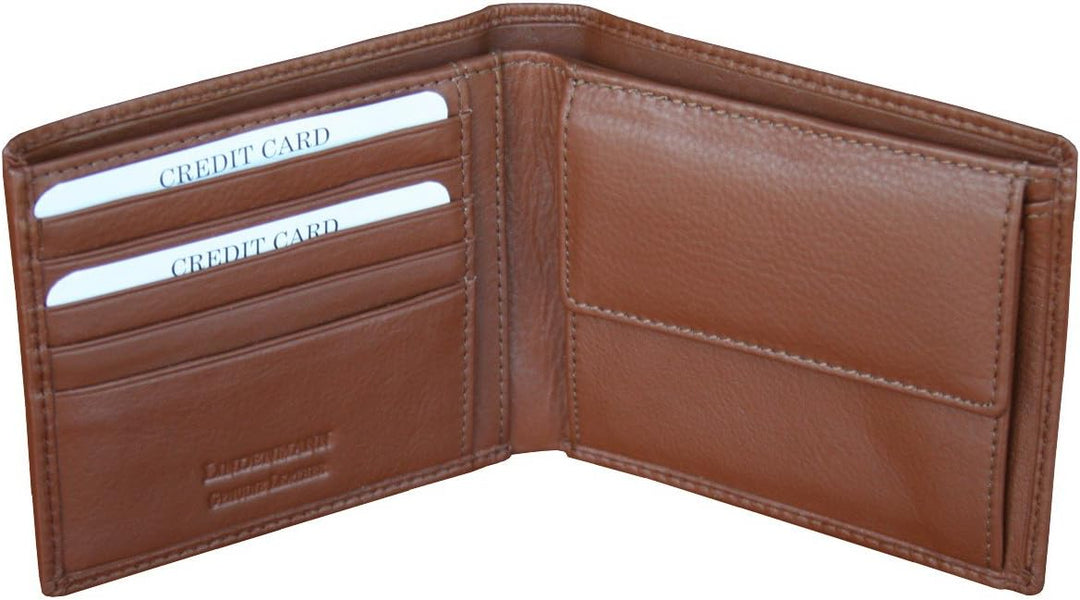 LINDENMANN Portemonnaie Herren Leder/Geldbeutel Herren, Rindleder matt, quer, Cognac