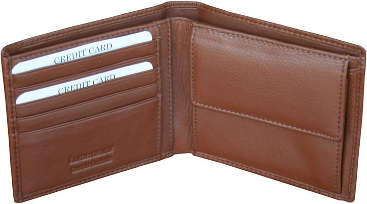 LINDENMANN Portemonnaie Herren Leder/Geldbeutel Herren, Rindleder matt, quer, Cognac
