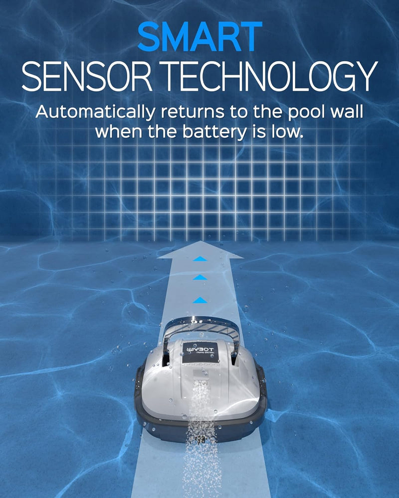 WYBOT Poolroboter Akku, Poolsauger für 100 Minuten Betriebsdauer, Auto-Parken, Starke Saugkraft, Zwe