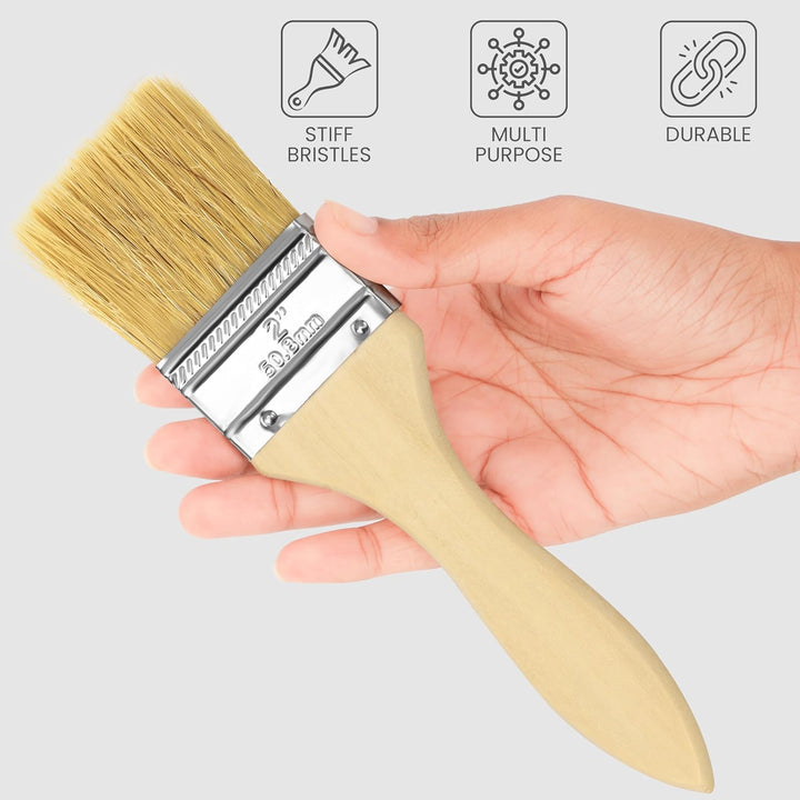 Kurtzy Pinselset 5,08 cm (48 Stk) – Profi Malerpinsel Set Holz Pinsel, Pinsel Set für Farbe, Lack, B