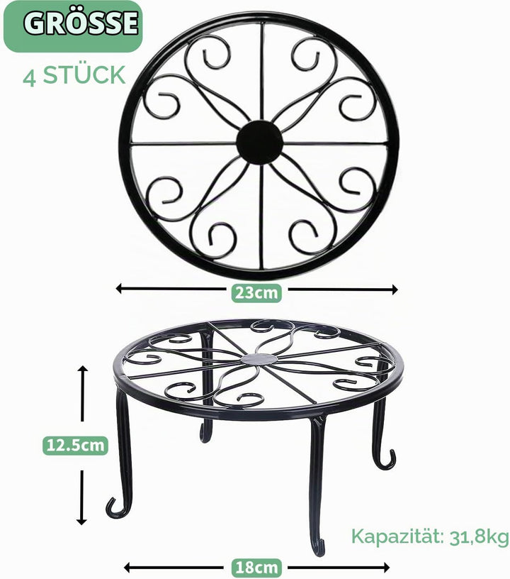 LATERN4 Stück Pflanzenständer aus Metall, 23CM Robuster Blumentopf Ständer Pflanzgefässhalter Pflanz