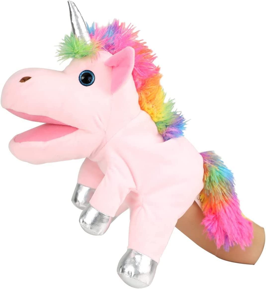 Einhorn Spielzeug Einhorn Handpuppe, Einhorn Kuscheltiere Handpuppen Einhorn Spielzeug für Mädchen,