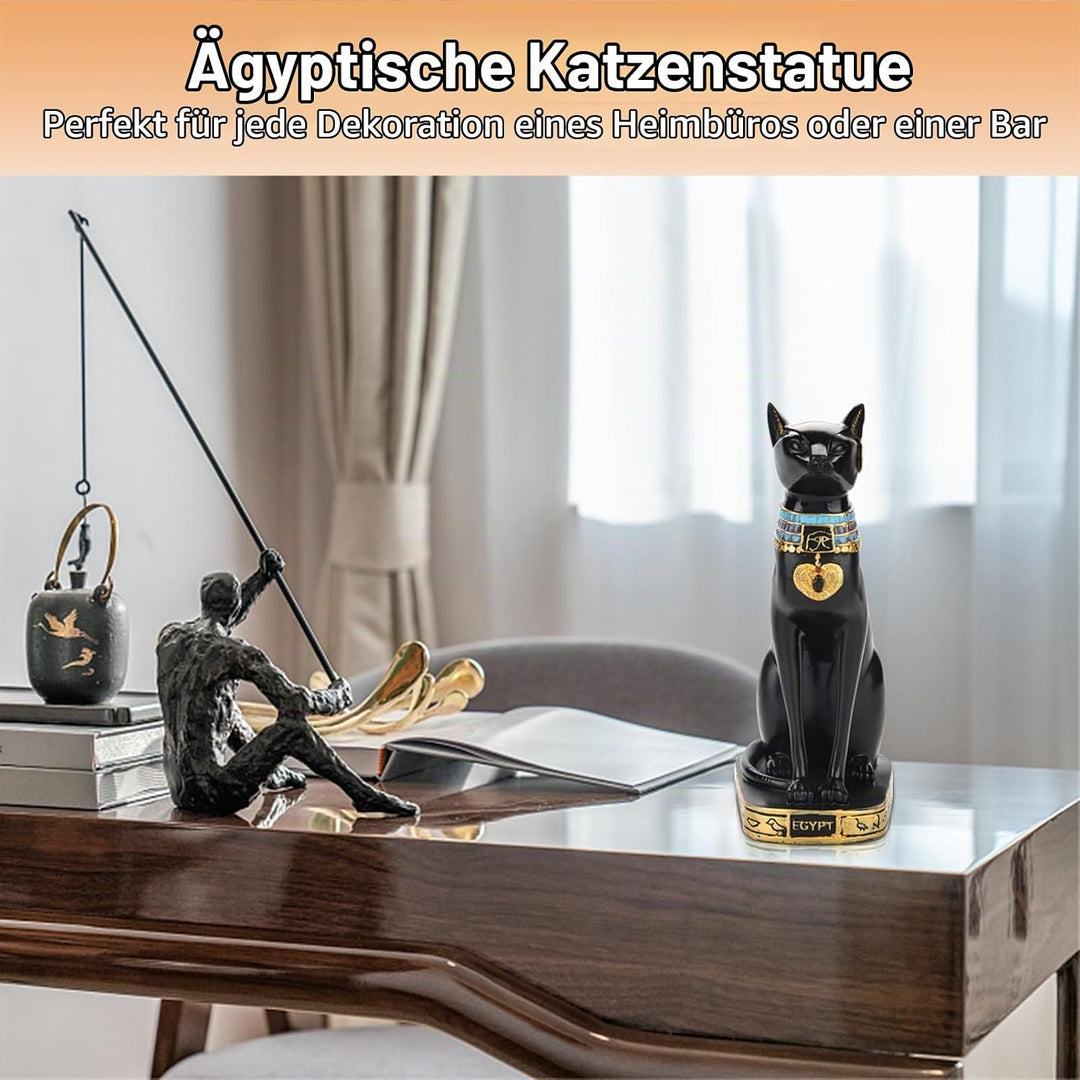HERCHR Ägyptische Katzenstatue, Bastet-Katze Bastet Katze, Schwarze Katzenfiguren Sammler-Skulptur F