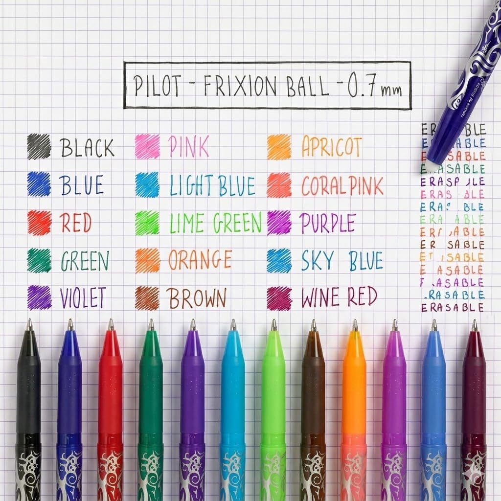 Pilot FriXion Ball, Radierbarer Tintenroller, Blau, 6 Stück (1er Pack) Blau 6 stück (1er Pack), Blau