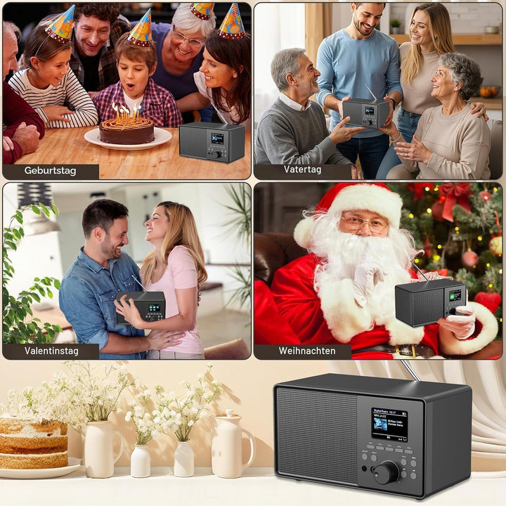 DAB+/DAB Retro Radio mit Bluetooth 5.0 &amp; Fernbedienung, Nostalgie-Design mit 2,4 Farbdisplay, Doppel