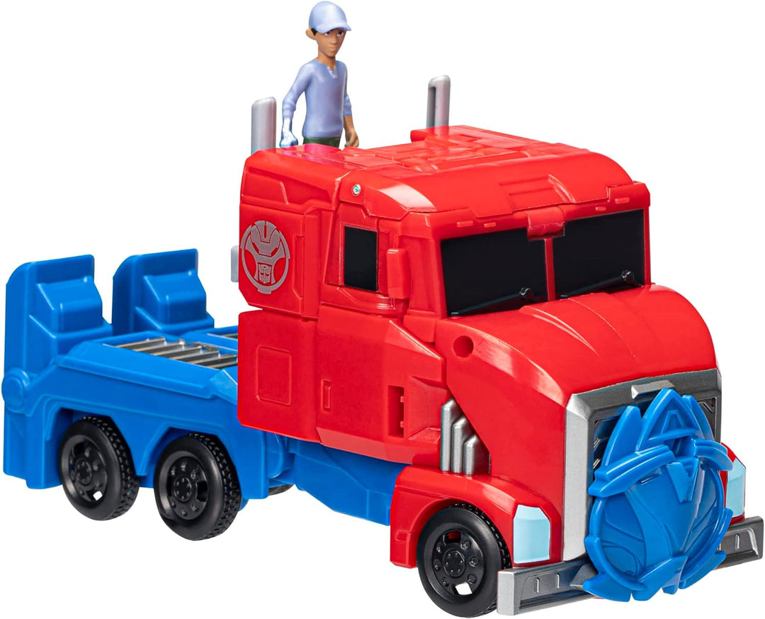 Transformers Spielzeug EarthSpark Spin Changer Optimus Prime Action-Figur (20 cm) mit Robby Malto Fi
