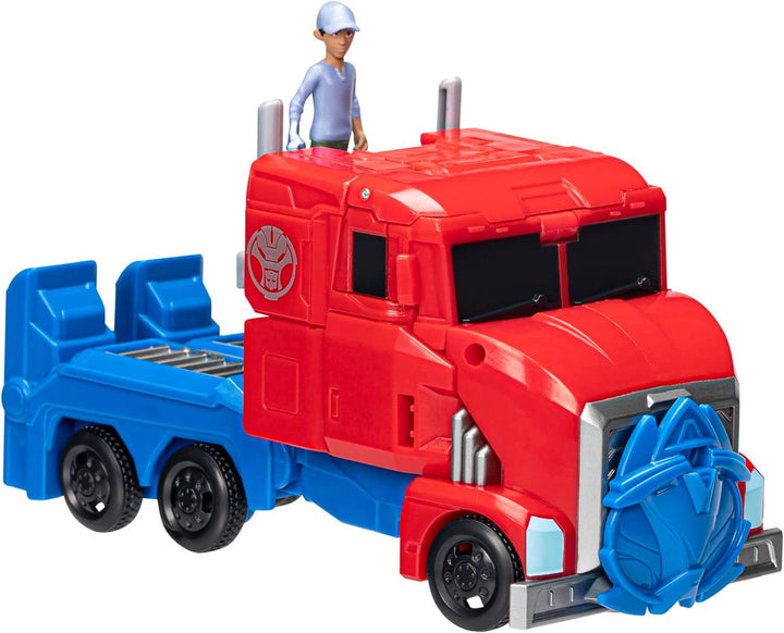 Transformers Spielzeug EarthSpark Spin Changer Optimus Prime Action-Figur (20 cm) mit Robby Malto Fi