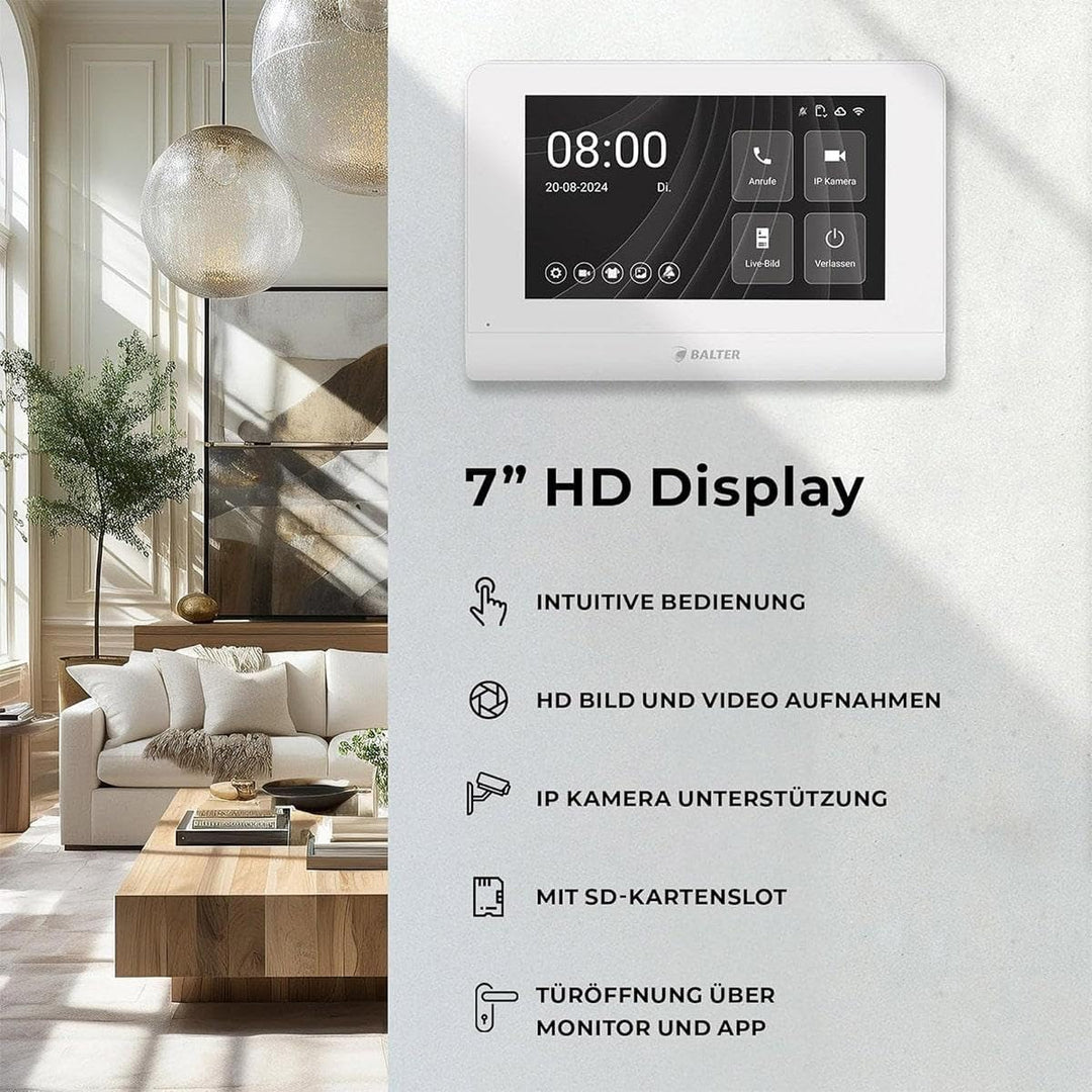 Nonic Balter ENTRI M Aufputz Video Türsprechanlage mit 7 Zoll WLAN Touchscreen HD Monitor, 2-Draht T