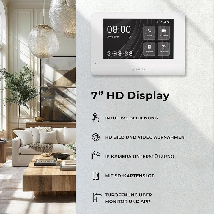 Nonic Balter ENTRI M Aufputz Video Türsprechanlage mit 2X 7 Zoll WLAN Touchscreen HD Monitor, 2-Drah
