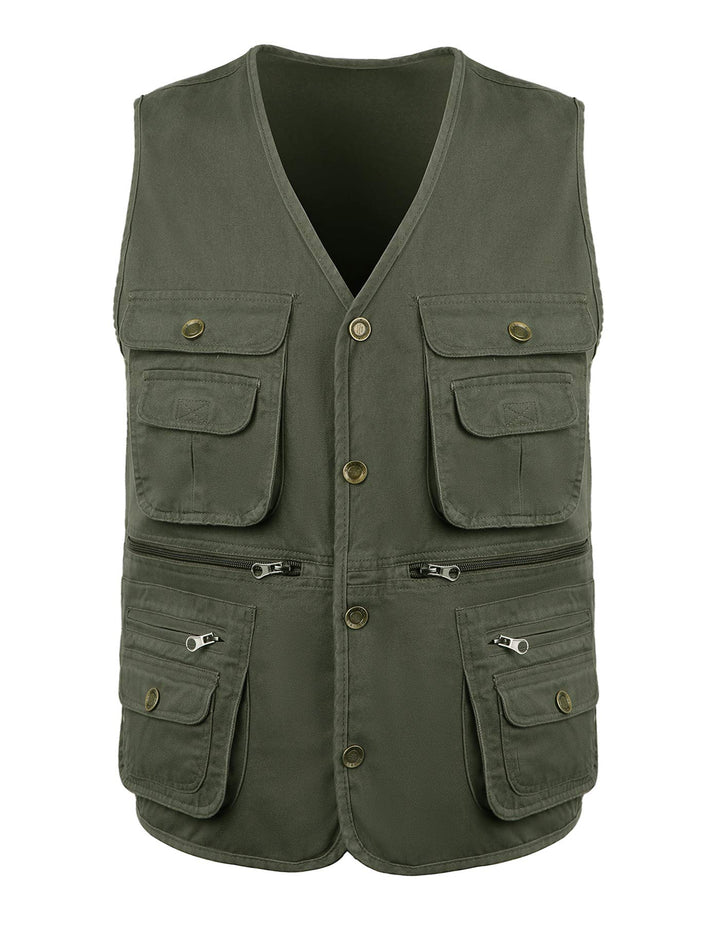 Btmpmcs Herren Outdoor Weste Ärmellose Anglerweste mit Vielen Taschen Baumwolle Freizeit Jagd Weste