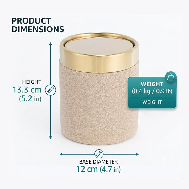 Mini Maifan-Stein Mülleimer mit Deckel 1,3 L Gold Optik, Badezimmer 