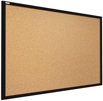 ALLboards Pinnwand mit Schwarzer Holz Rahmen 60x40cm Korktafel Korkwand Pinnwand Kork Farbiger Natur