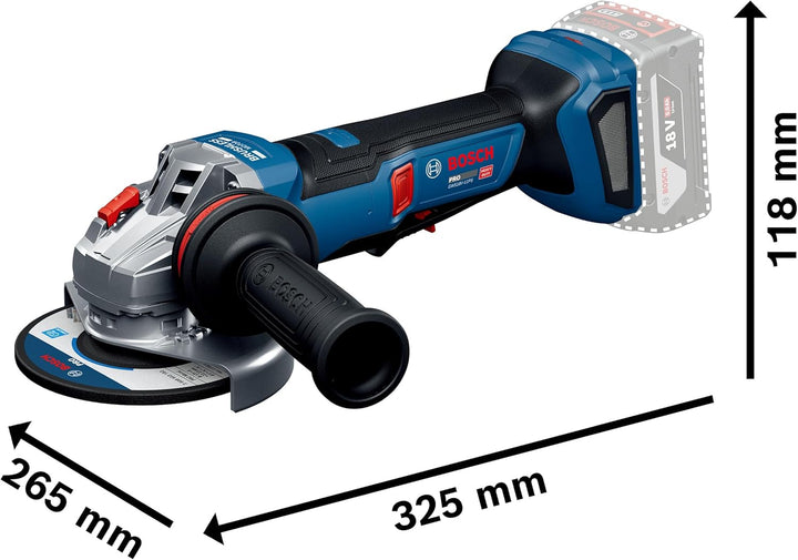 Bosch PRO 18V System Akku-Winkelschleifer GWS18V-11PS (inkl. L-BOXX) + L-Boxx, ohne Akku/Lader, + L-