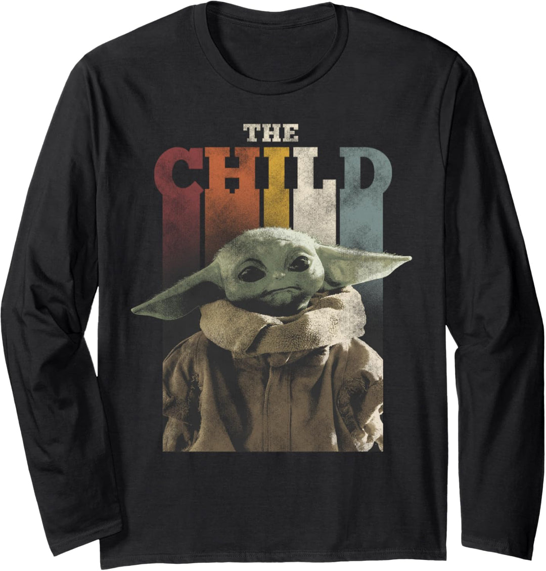 Star Wars The Mandalorian The Child Colorful Letters Langarmshirt