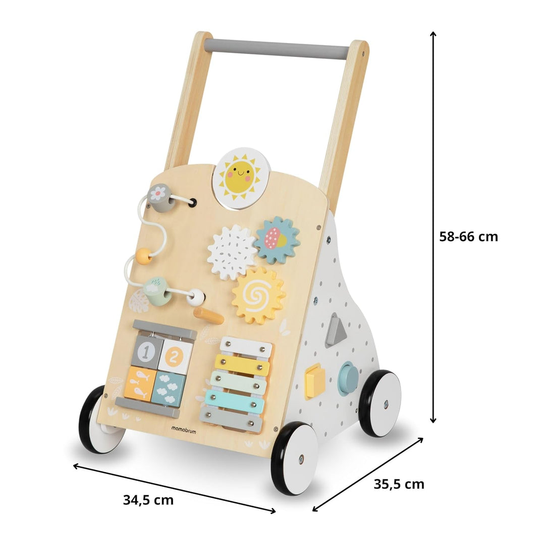 Mamabrum 8in1 Lauflernwagen aus Holz mit multifunktionalem Spielcenter – Motorikspielzeug für Kleink