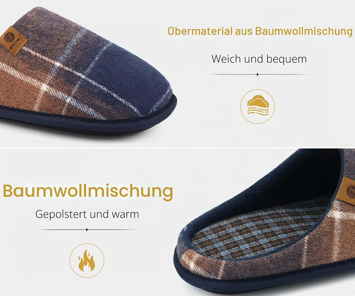 ONCAI Hausschuhe Herren Rückstellschaum Warme Stricken Filz Flauschig Plüsch Pantoffeln für Manner m