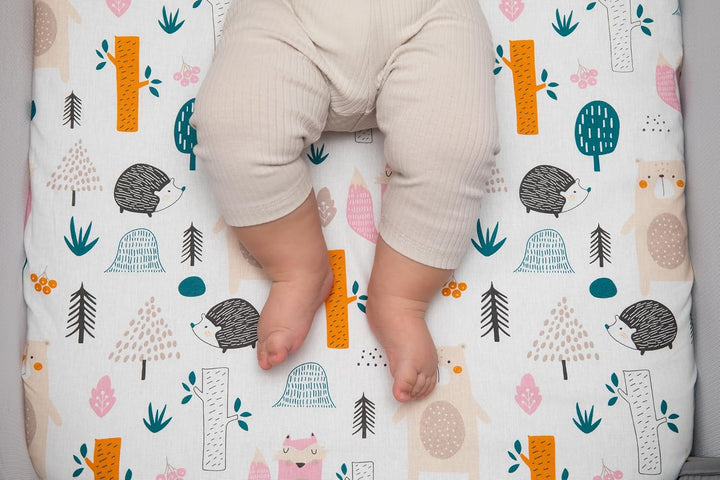 Lovely Hippo 2X Spannbettlaken 83x50cm 100% Baumwolle + 1X Matratzenschoner 100% wasserdichtem Mater