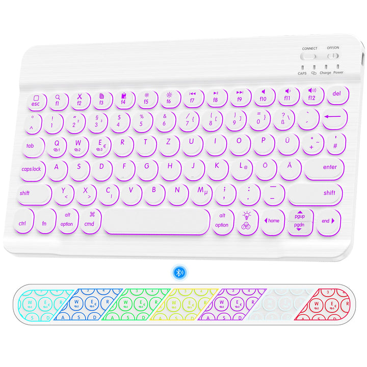 HUOBAO Bluetooth-Tastatur, kabellose Tastatur für iPad, iPhone, Android, Windows, Ultraschlanke wied