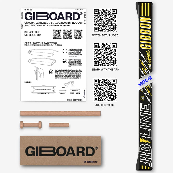 GIBBON Giboard Slackline Set | Erweiterung für 2 Lines | Inkl. Lock-and-Roll-Spannsystem und Spannst