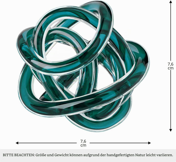 Torre & Tagus Orbit mundgeblasene Glas-Skulptur mit Unendlichkeitsknoten, 7,6 cm, Glaskunst, Deko-Ku