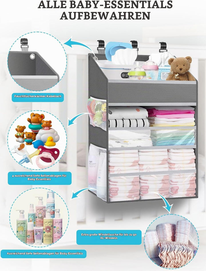 Hängender Windel-Caddy Organizer, Organizer für Kinderzimmer, Aufbewahrungstaschen,Kinderbett Organi