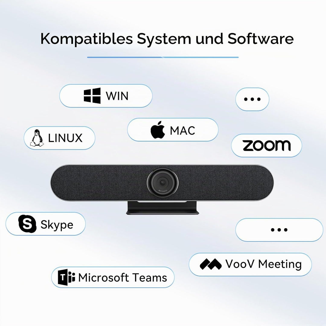 Retekess TC201 Videokonferenzsystem, 4k PTZ Webcam mit Mikrofon, Ai Auto Framing, Speaker Tracking,