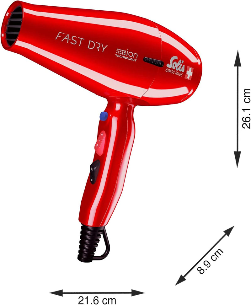 Solis Haartrockner Fast Dry 381 - Profi Föhn für jedes Haar - Haartrockner mit 3 Temperatur- und Geb