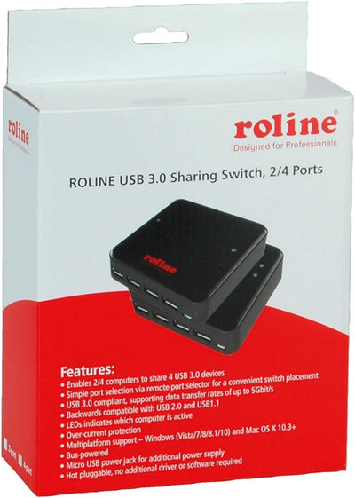 ROLINE USB 3.2 Gen 1 Switch, 4 PC, 4x USB 3.2 Gen 1 Ports 4-fach Single, 4-fach Single