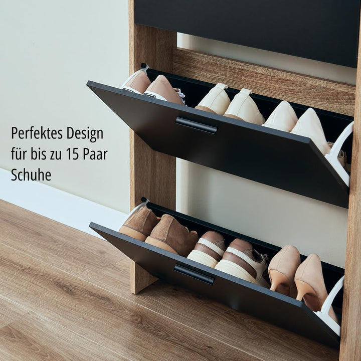 CASABEL Schuhschrank für 15 Paar – grosse Kapazität für den Eingangsbereich – L 60 x B 17 x H 180 cm