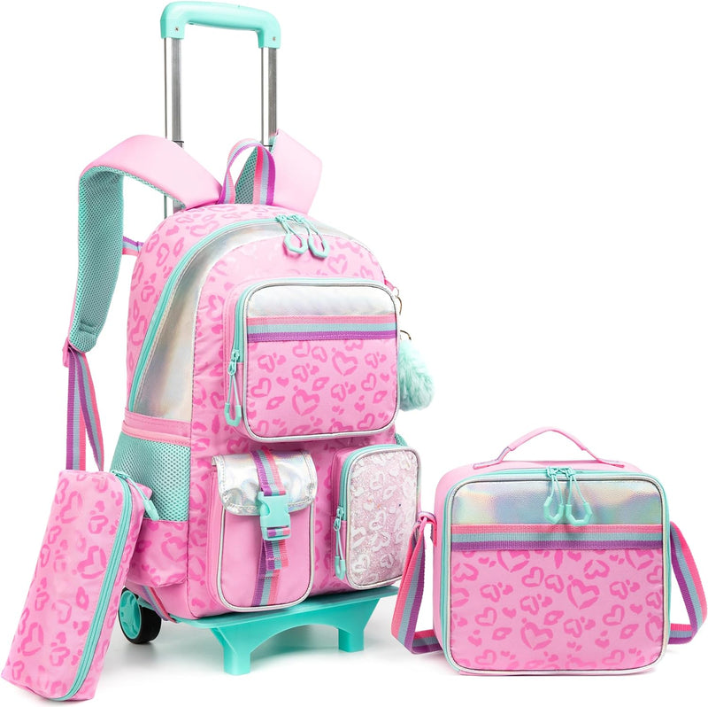 HTgroce Kinder Trolley Rucksack Schultasche Schulranzen Mädchen schultrolleys Schulrucksack Kinderko