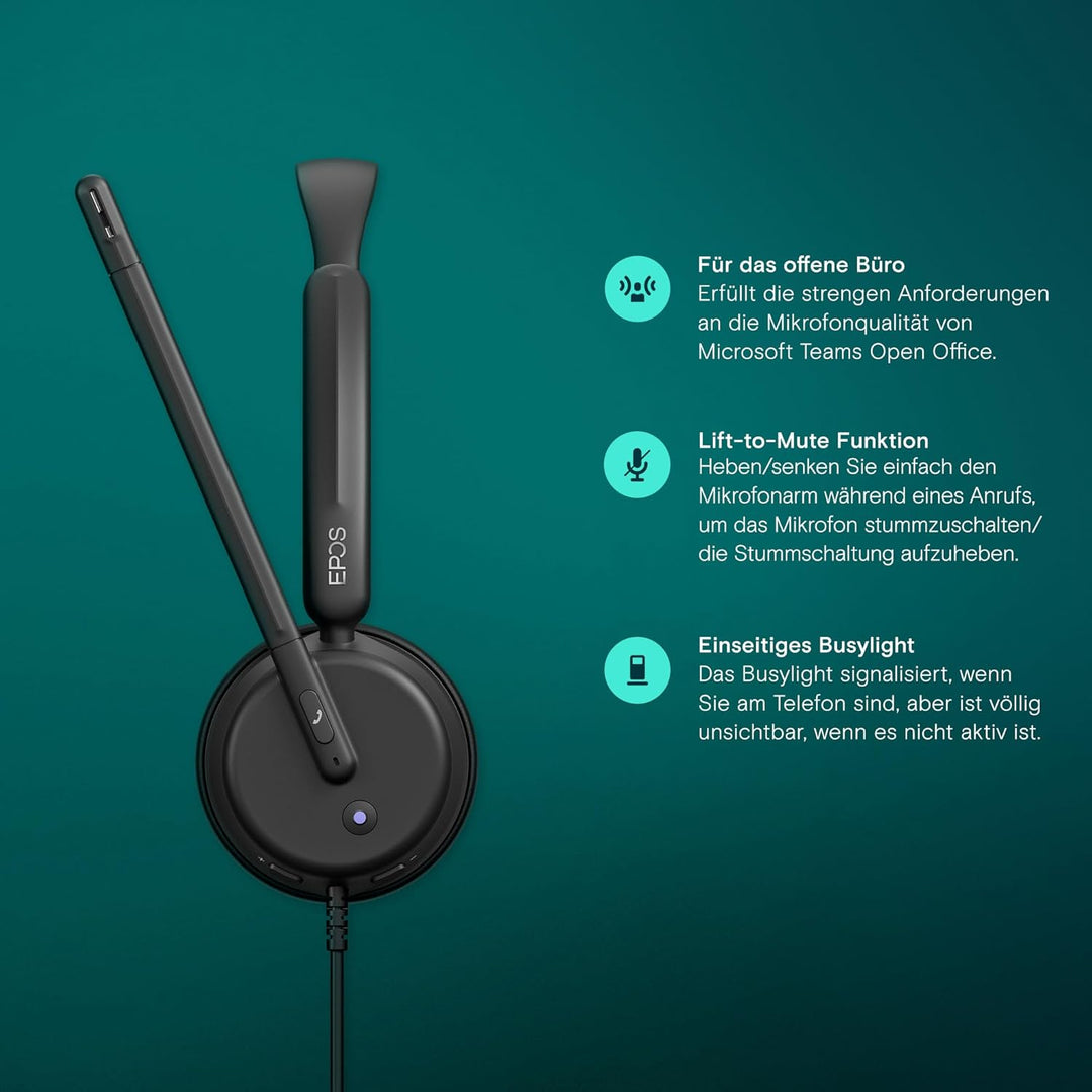 EPOS Impact 430T - Mono USB-C & USB-A On-Ear-Headset mit dualem Noise-Cancelling-Mikrofon, Microsoft
