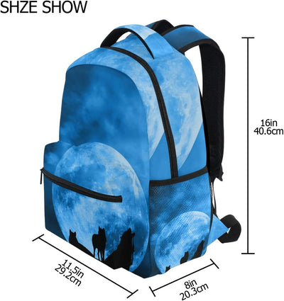 Wolfskunstraum Schulter Rucksack Bookbag für Teen Jungen Mädchen Kinderrucksack Laptop Büchertasche