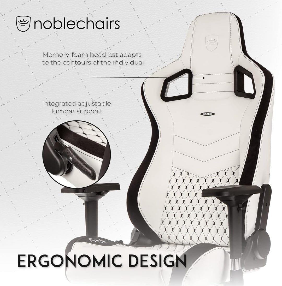 noblechairs Epic Gaming Stuhl - Bürostuhl - Schreibtischstuhl - PU-Kunstleder - Inklusive Kissen - W